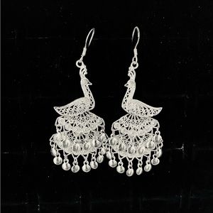 Beautiful vintage peacock sterling silver earrings